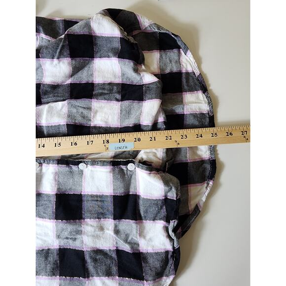 VICTORIA'S SECRET Black Gray Plaid Gold Thread Shorts Pajama Set SZ M - Picture 10 of 13